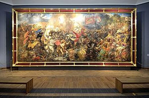 Một trong những bức tranh sơn dầu lớn nhất của Ba Lan 426 cm x 987 cm được trưng bày tại bảo tàng quốc gia ở warsaw
